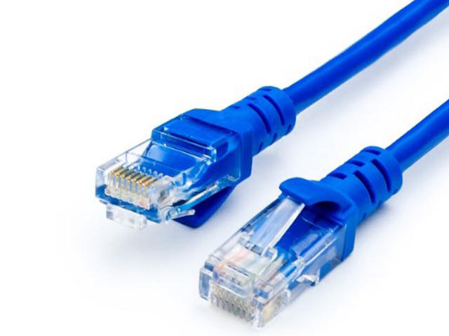 Сетевой кабель ATcom RJ45 cat.5e UTP 2m Blue АТ9161 сетевой кабель atcom utp cat 5e cu 305m ат3800