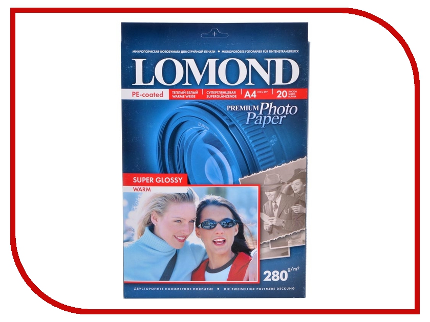 

Фотобумага Lomond A4 280g/m2 суперглянцевая 20 листов 1104101