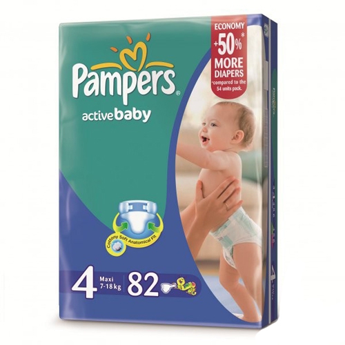 Подгузники Pampers Active Baby-Dry Maxi 7-14кг 82шт 4015400265177