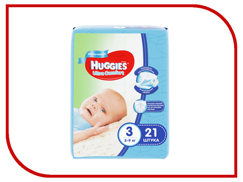 

Подгузники Huggies Ultra Comfort 3 5-9кг 21шт для мальчиков, Huggies Ultra Comfort