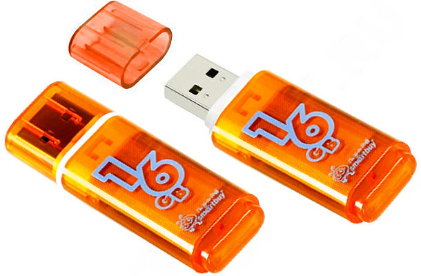 USB Flash Drive 16Gb - SmartBuy Glossy Orange SB16GBGS-Or usb flash drive 16gb smartbuy glossy series usb 3 0 3 1 gen 1 dark grey sb16gbgs dg