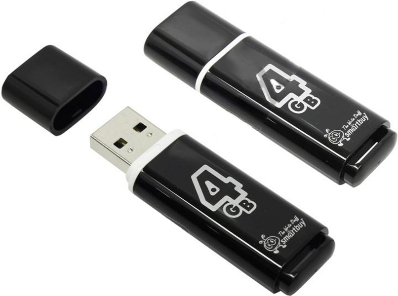 USB Flash Drive 4Gb - SmartBuy Glossy Black SB4GBGS-K usb flash drive 16gb smartbuy glossy orange sb16gbgs or