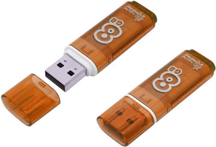 USB Flash Drive 8Gb - SmartBuy Glossy Orange SB8GBGS-Or usb flash drive 16gb smartbuy scout white sb016gb2scw
