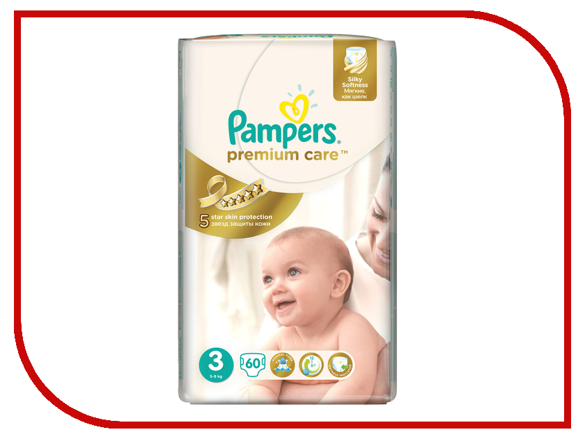 

Подгузники Pampers Premium Care Jumbo Midi 5-9кг 60шт 4015400274780