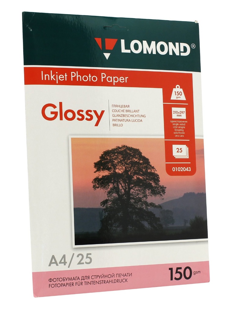 

Фотобумага Lomond А4 150g/m2 глянцевая односторонняя 25 листов 102043, 0102043