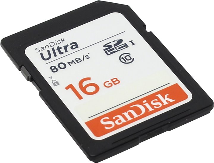 Карта памяти 16Gb - SanDisk Ultra Secure Digital HC Class 10 UHS-I SDSDUNC-016G-GN6IN usb flash sandisk ultra fit usb 3 1 16gb sdcz430 016g g46