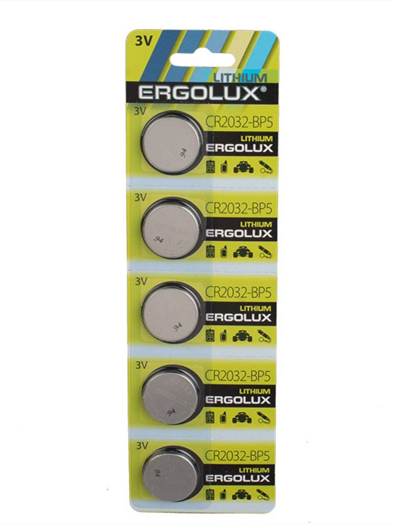 Батарейка CR2032 - Ergolux BL-5 (5 штук) элемент питания литиевый cr2032 bl 5 3в блист 5шт ergolux 12051 3 упак