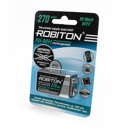 Аккумулятор КРОНА Robiton 270 mAh RTU270MH-1 BL1 13187 аккумулятор крона robiton rtu 270 мач mh 1 bl1