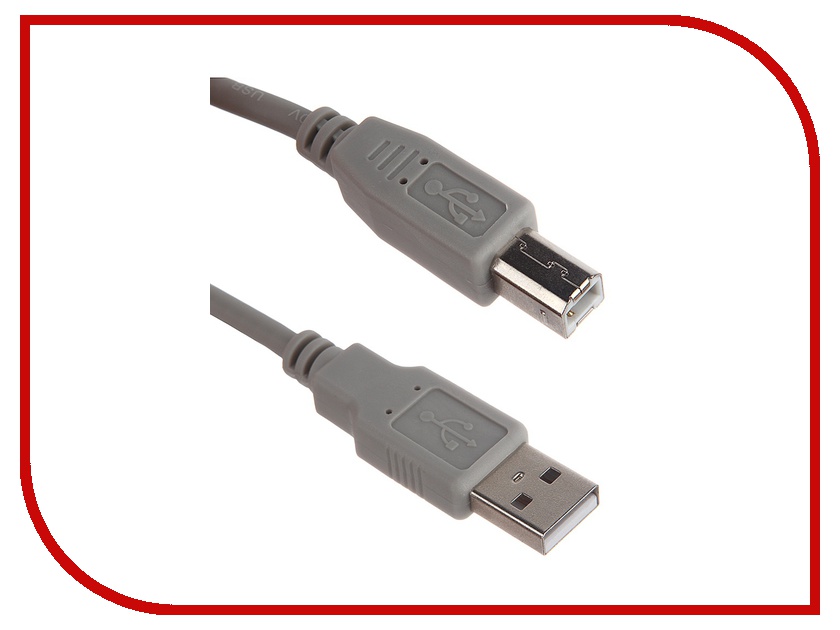 фото Аксессуар AOpen USB 2.0 AM-BM 3m Grey ACU201-3MG