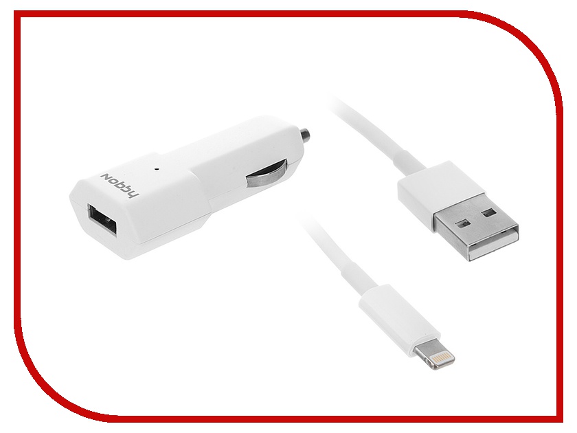 фото Зарядное устройство Nobby Comfort 014-001 USB 1.2A + кабель 8pin 1.2m SoftTouch White 08996