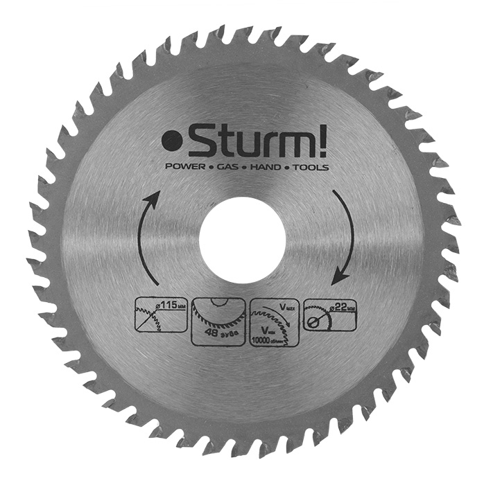 Диск Sturm! 9020-115-22-48T пильный, по дереву, 115x22mm, 48 зубьев