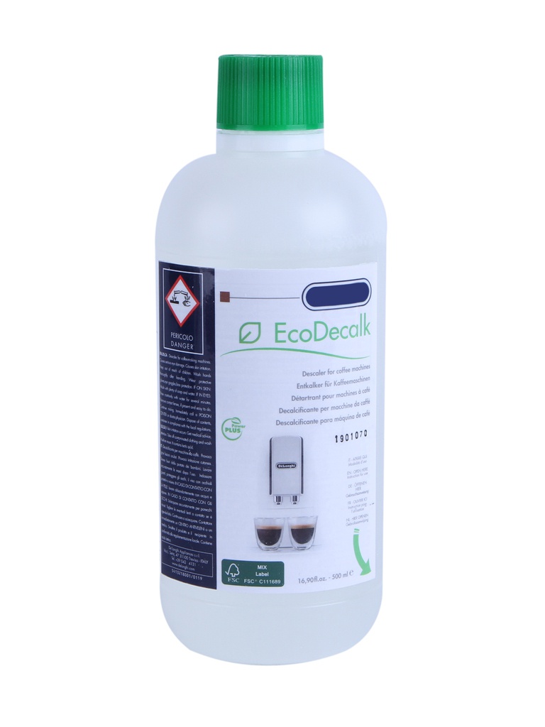 Жидкость для удаления накипи DeLonghi EcoDecalk DLSC001 / DLSC500 жидкость dlsc100 ecodecalk mini для удаления накипи 100 ml для кофемашин delonghi 5513295981