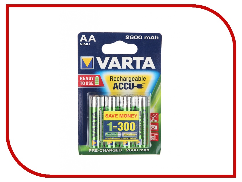 фото Аккумулятор AA - Varta R6 2600 mAh (4 штуки)