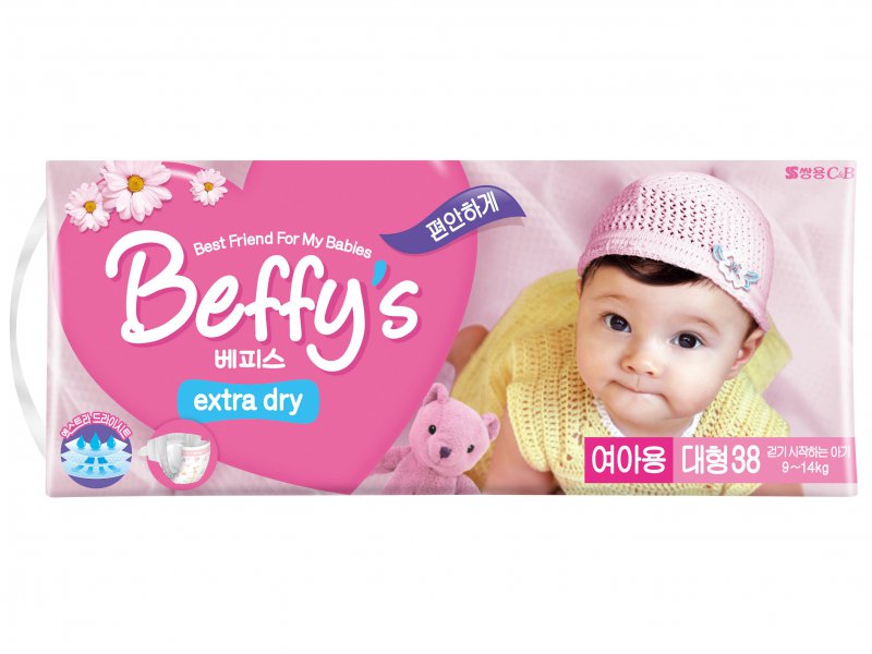 Подгузники Beffys Extra Dry L 9-14кг 38шт для девочек