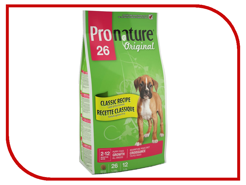 

Корм Pronature 26 Формула роста ягненок/рис 13kg для щенков 102.553