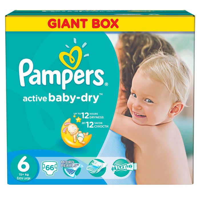 Подгузники Pampers Active Baby-Dry Extra Large 15+кг 66шт 4015400737155