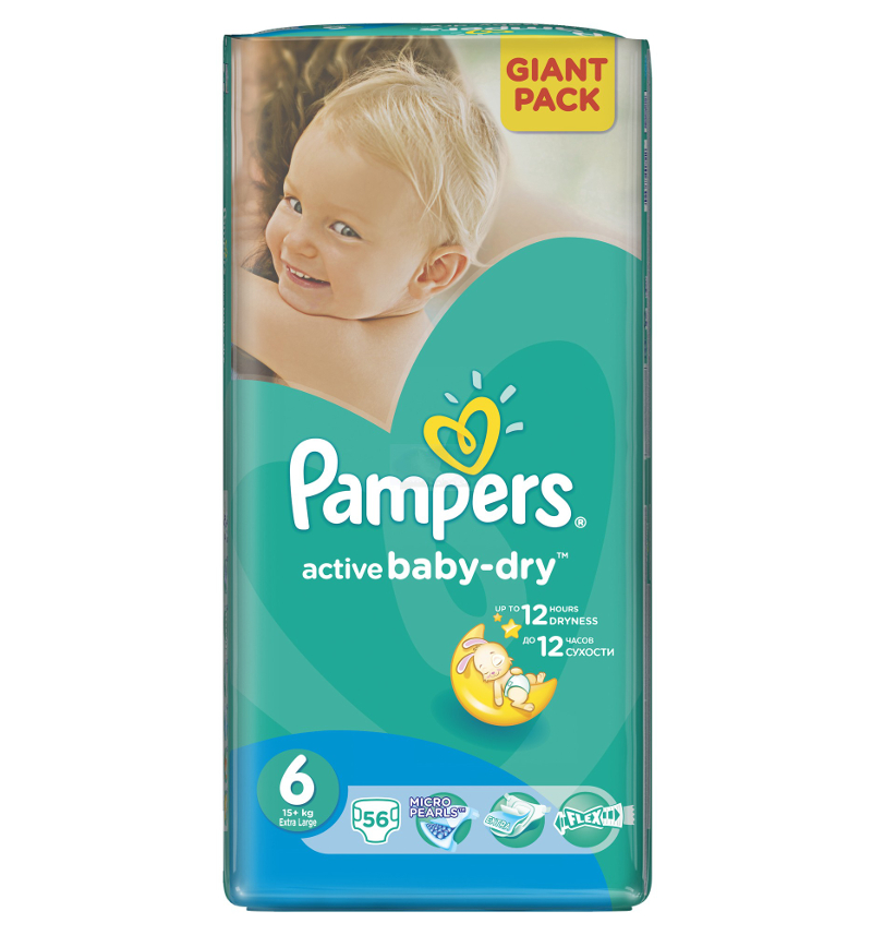 Подгузники Pampers Active Baby-Dry Extra Large 15+кг 56шт 4015400736424