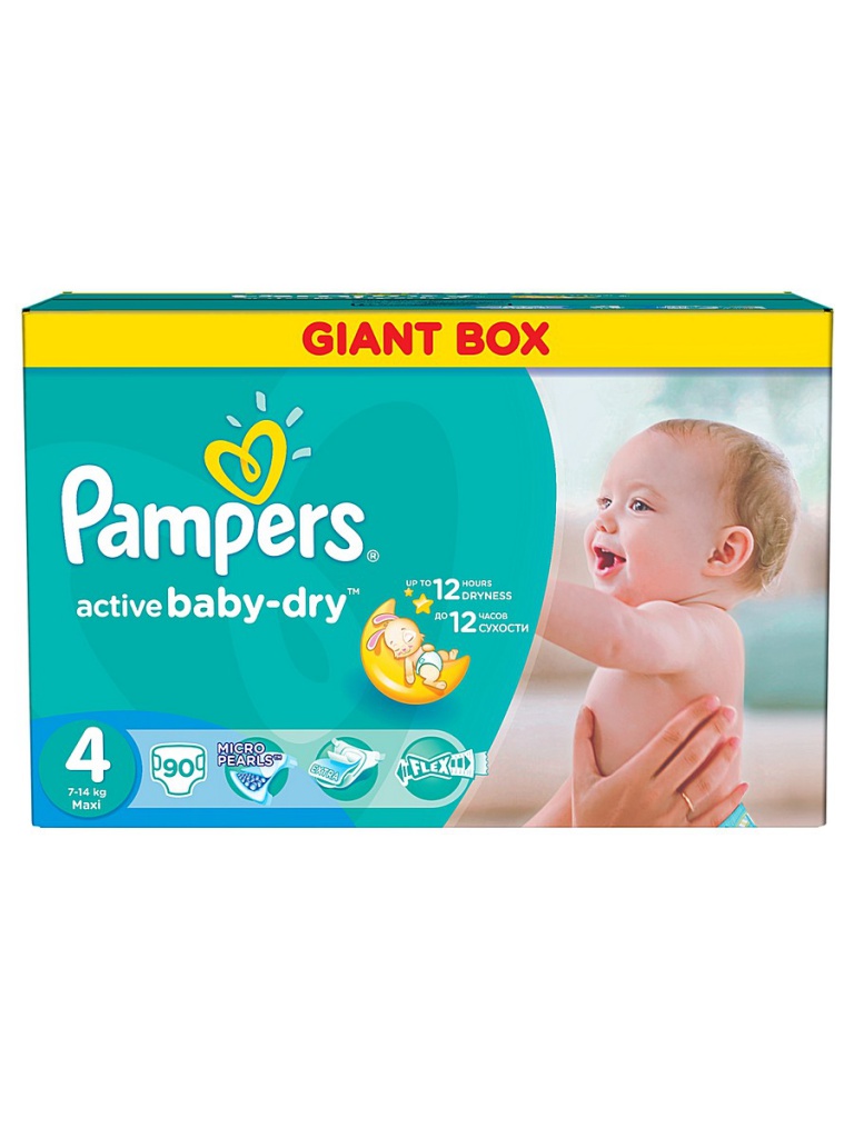 Подгузники Pampers Active Baby-Dry Maxi 7-14кг 90шт 4015400737070