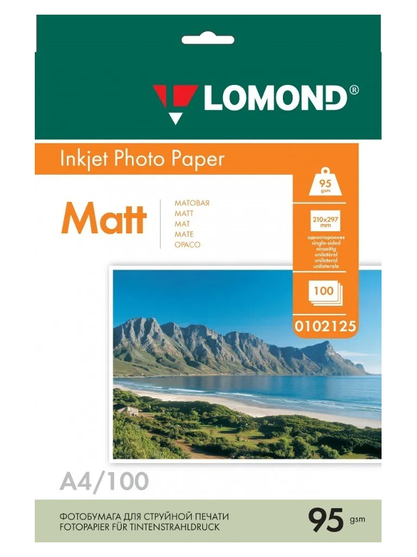 Фотобумага Lomond A4 95g/m2 матовая односторонняя 100 листов 102125