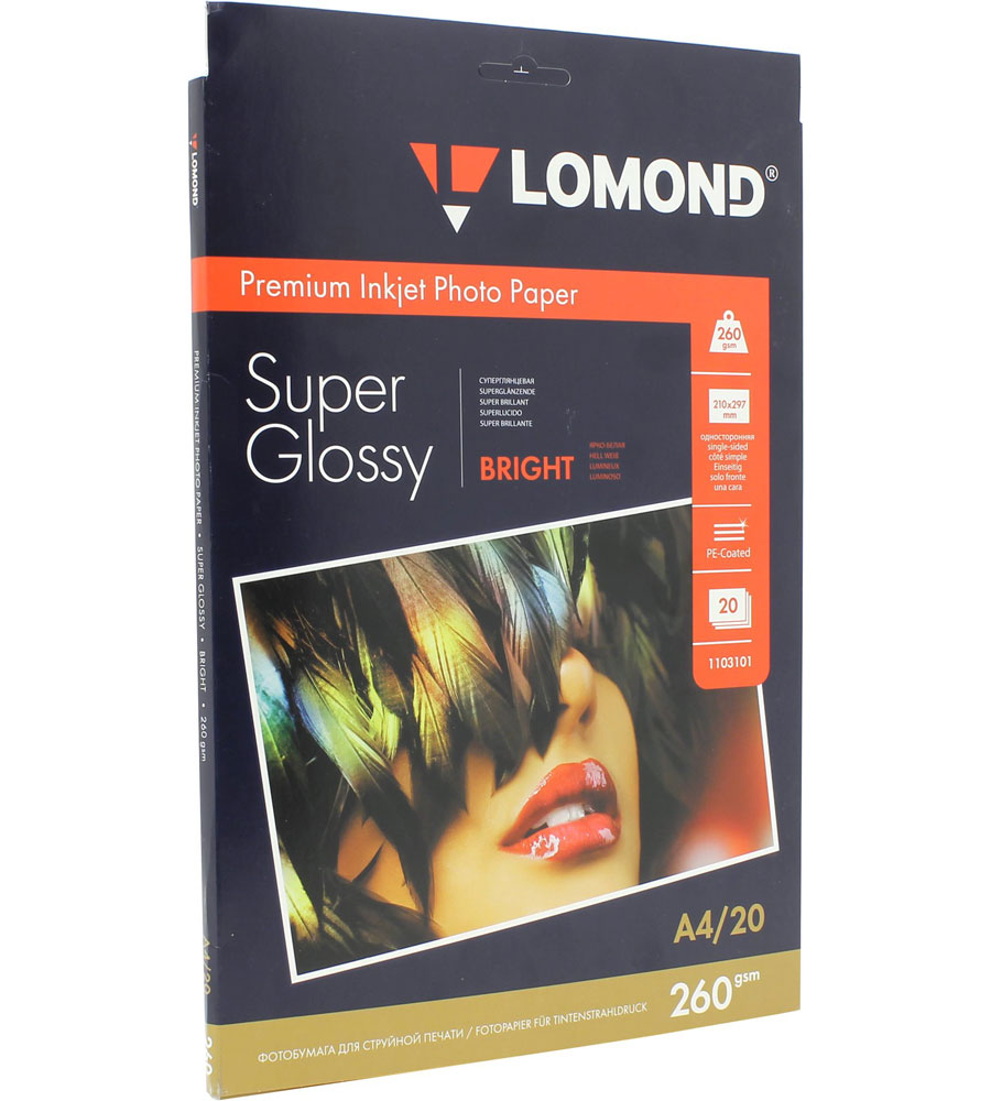 

Фотобумага Lomond A4 260g/m2 Bright White суперглянцевая 20 листов 1103101, 1103101