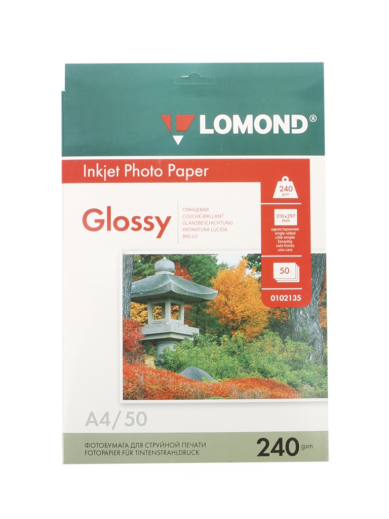 

Фотобумага Lomond A4 240g/m2 глянцевая односторонняя 50 листов 102135, 0102135