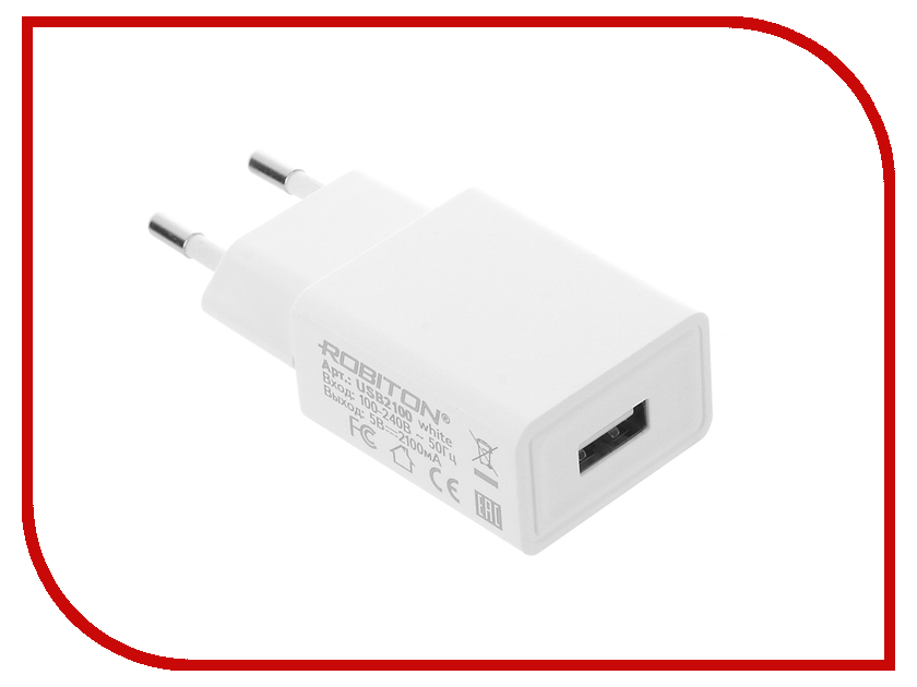 фото Зарядное устройство Robiton USB2100 2100mA USB BL1 White