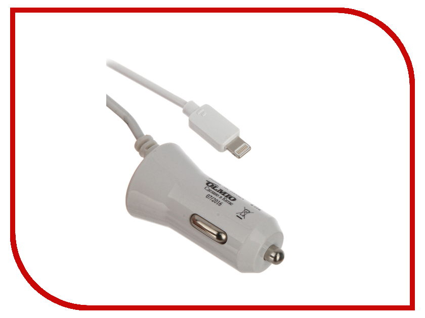 фото Зарядное устройство OLMIO 8-pin 1А для iPod/iPhone/iPad White ПР033934 автомобильное