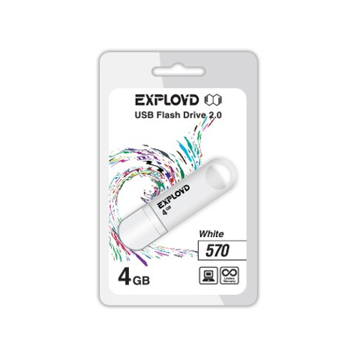 USB Flash Drive 4Gb - Exployd 570 White EX-4GB-570-White