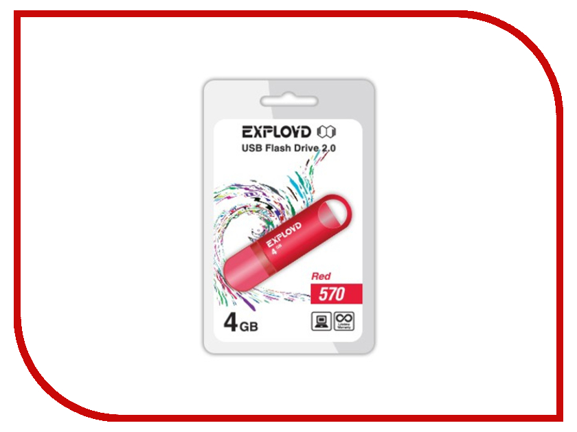 

USB Flash Drive 4Gb - Exployd 570 Red EX-4GB-570-Red, 570 EX-4GB-570-Red