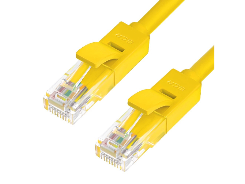 Сетевой кабель GCR UTP 24AWG cat.5e RJ45 T568B 0.5m Yellow GCR-LNC02-0.5m