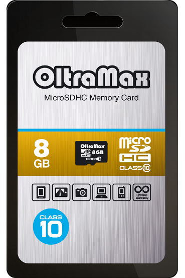 

Карта памяти 8Gb - OltraMax - Micro Secure Digital HC Class 10 OM008GCSDHC10-W/A-AD, OM008GCSDHC10-W/A-AD