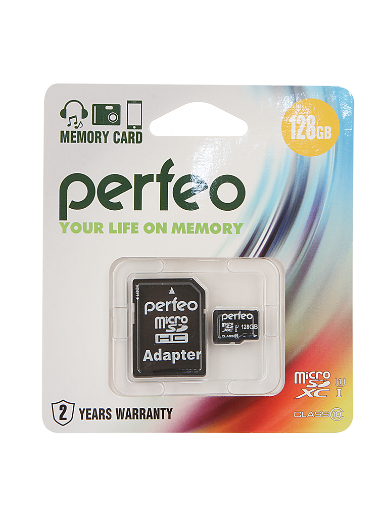 

Карта памяти 128Gb - Perfeo Micro Secure Digital XC HC UHS-1 Class 10 PF128GMCSX10U1A, Micro Secure Digital XC HC UHS-1 Class 10