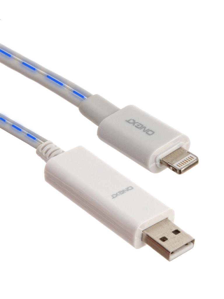 фото Аксессуар Onext USB to APPLE 8pin 0.8m White-Blue 60219