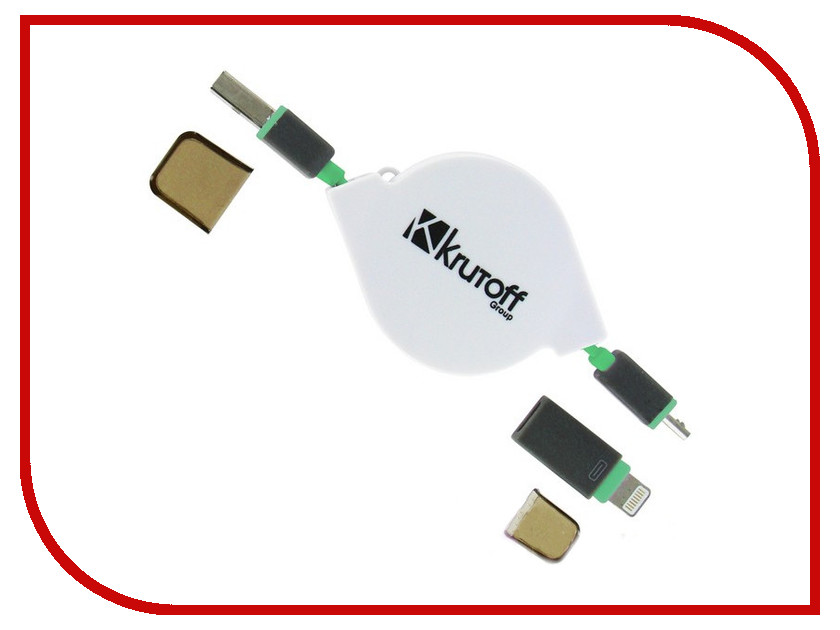 

Аксессуар Krutoff USB - MicroUSB + Lightning для iPhone 5/6 Green 14154