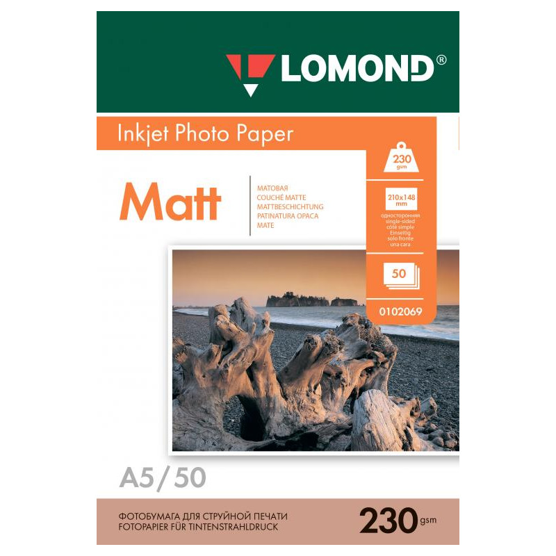 Фотобумага Lomond A5 230g/m2 матовая односторонняя 50 листов 102069