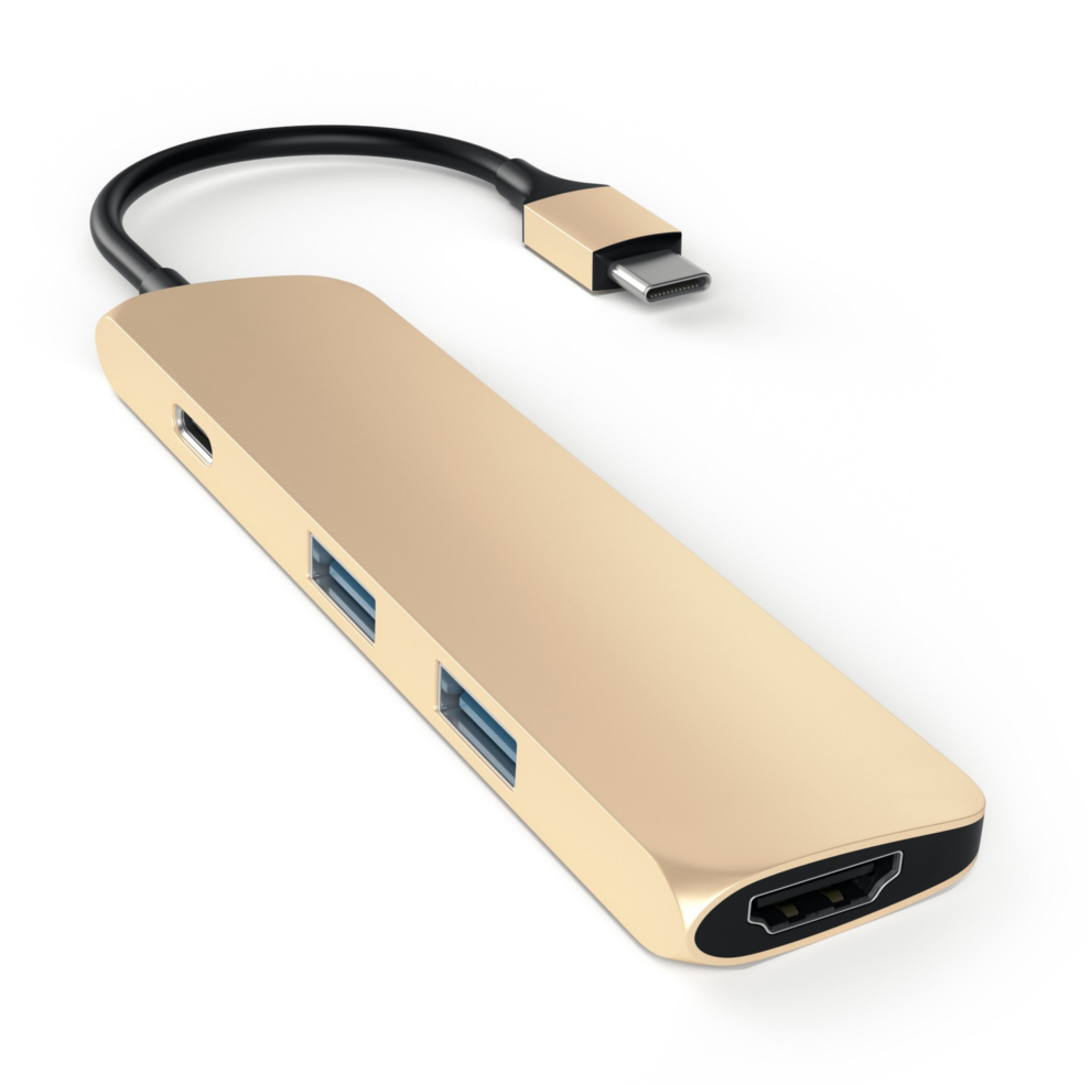 фото Адаптер satechi slim aluminum type-c multi-port adapter gold st-cmag