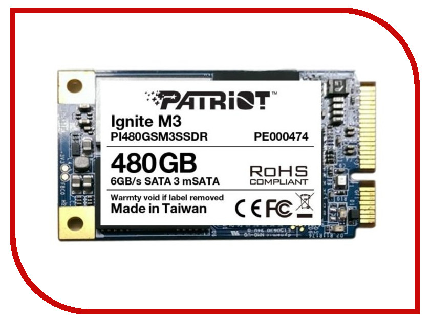 фото Жесткий диск 480Gb - Patriot Memory Ignite M3 mSATA PI480GSM3SSDR