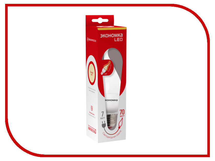 

Лампочка Экономка Свеча на ветру 7W E27 230V 3000K Eco_LED7WCWE2730