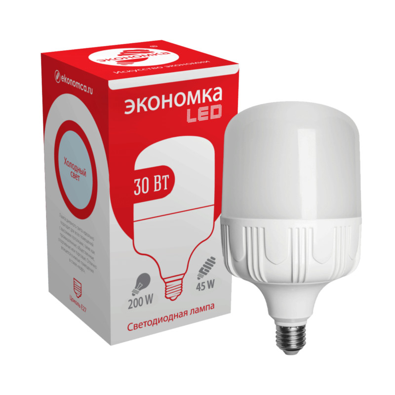 фото Лампочка экономка led e27 30w 6500k eco30whwlede2765