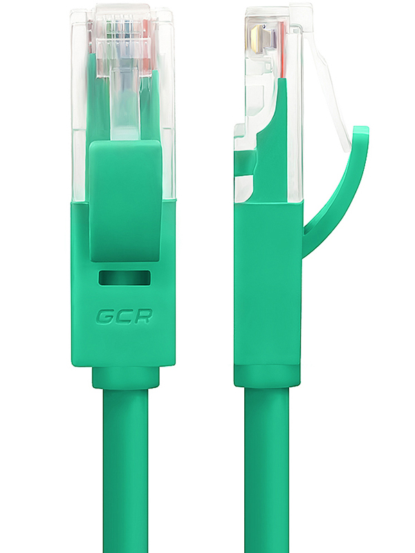 фото Сетевой кабель gcr utp 24awg cat.5e rj45 t568b 0.15m green gcr-lnc05-0.15m