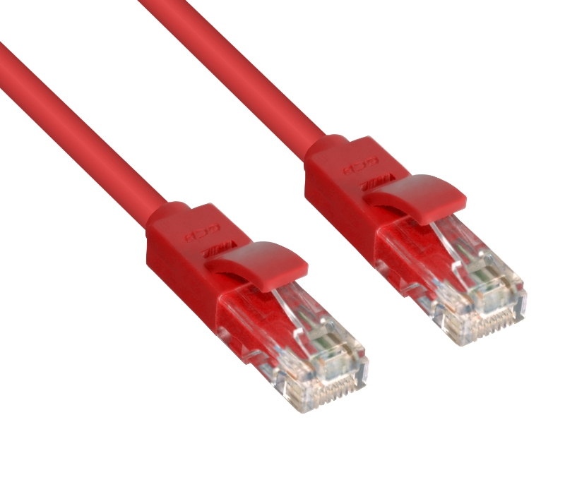 Сетевой кабель GCR UTP 24AWG cat.5e RJ45 T568B 0.3m Red GCR-LNC04-0.3m