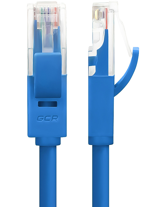 фото Сетевой кабель gcr utp 24awg cat.5e rj45 t568b 0.3m blue gcr-lnc01-0.3m