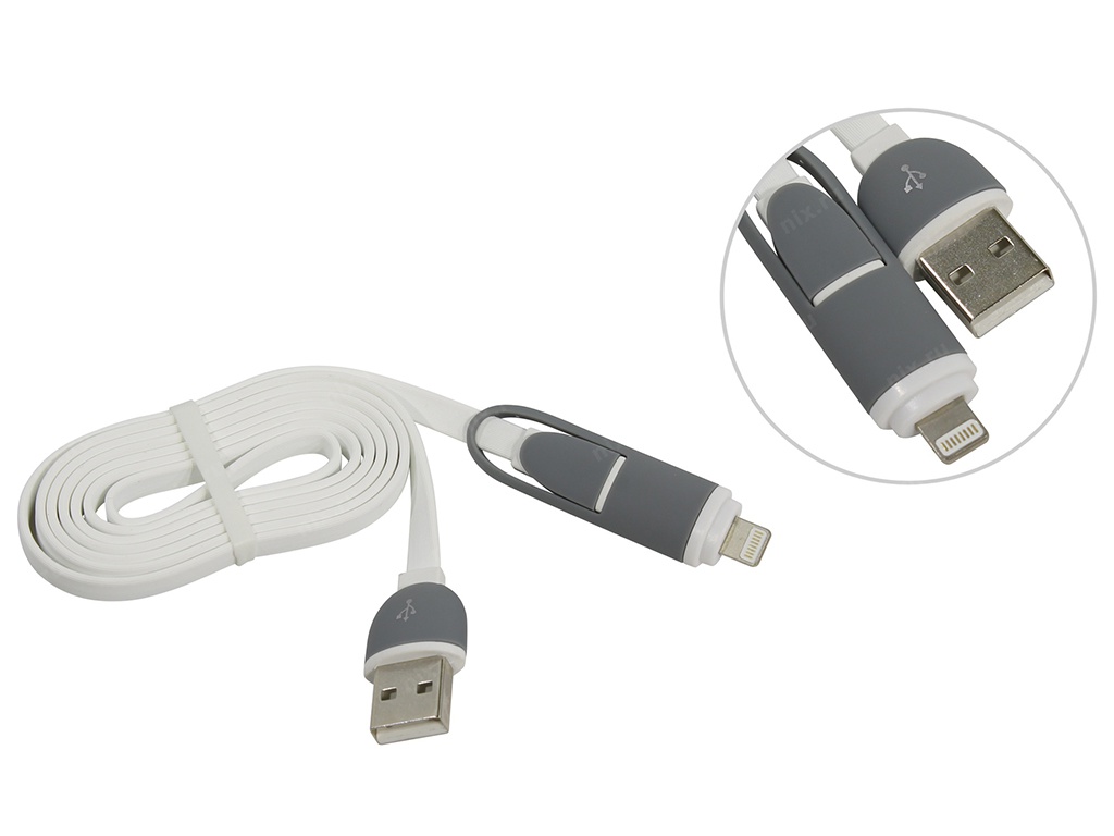 фото Аксессуар Defender MicroUSB + Lightning 1m USB10-03BP White 87493