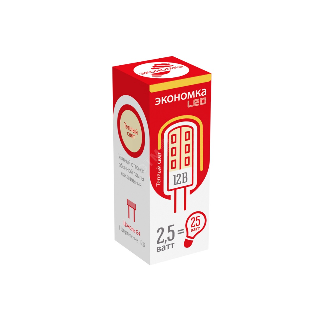 

Лампочка Экономка G4 G4 2.5Вт 3000K, G4