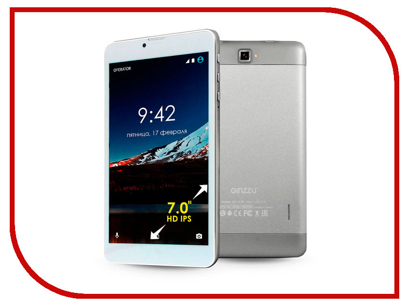 фото Планшет Ginzzu GT-7110 Silver (Spreadtrum SC9832 1.3 GHz/1024Mb/8Gb/GPS/LTE/3G/Wi-Fi/Bluetooth/Cam/7.0/1280x800/Android)