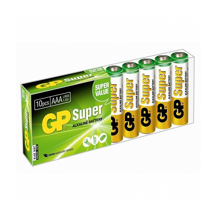 Батарейка AAA - GP Super Alkaline LR03 24A GP24A-B10 (10 штук) батарейка крона gp super alkaline 9v 1604a 5crb6 72 720 6 штук