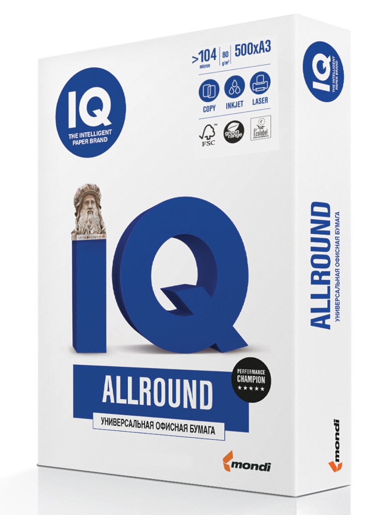 

Бумага IQ Allround А4 80g/m2 500л White В+, Allround