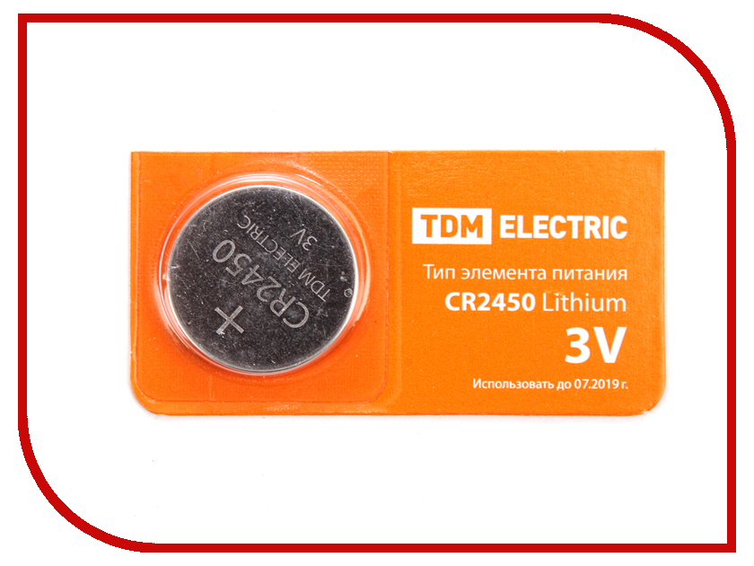 фото Батарейка CR2450 - TDM-Electric Lithium 3V BP-5 SQ1702-0031 (1 штука)