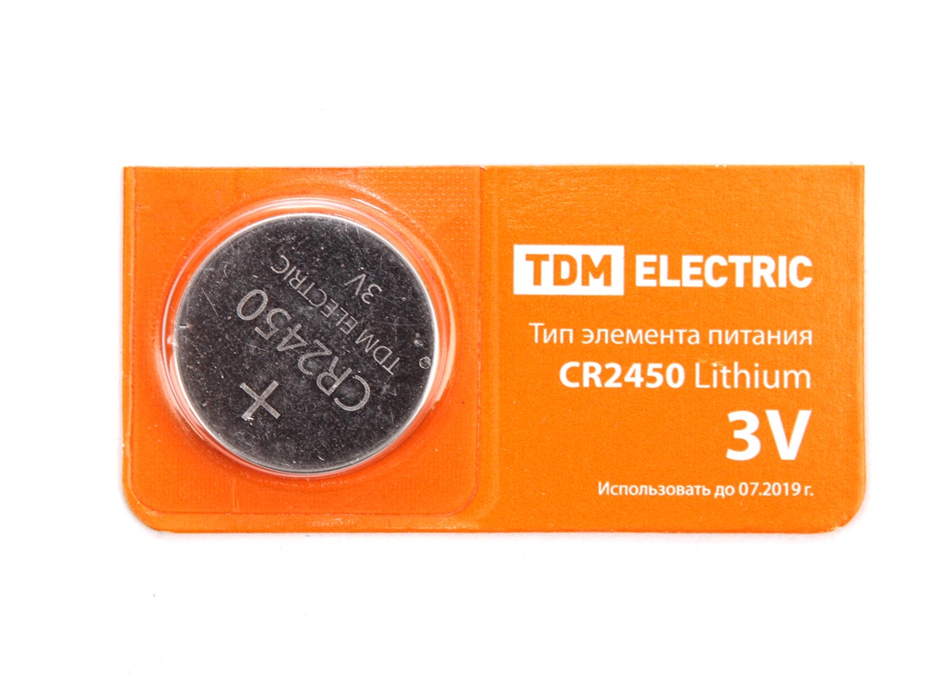 Батарейка CR2450 - TDM-Electric Lithium 3V BP-5 SQ1702-0031 (1 штука)