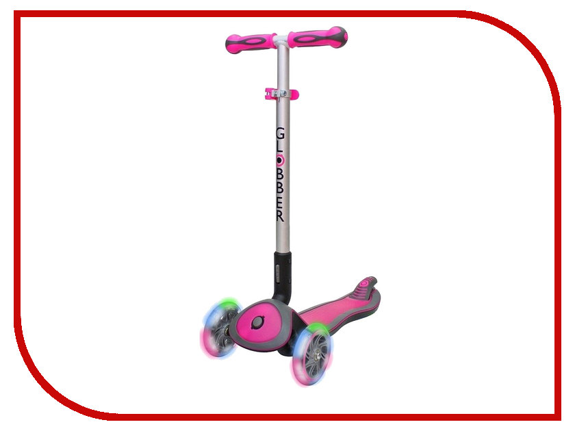 

Самокат Y-SCOO Globber Elite SL My Free Fold up со светящимися колесами Rhodamine Pink